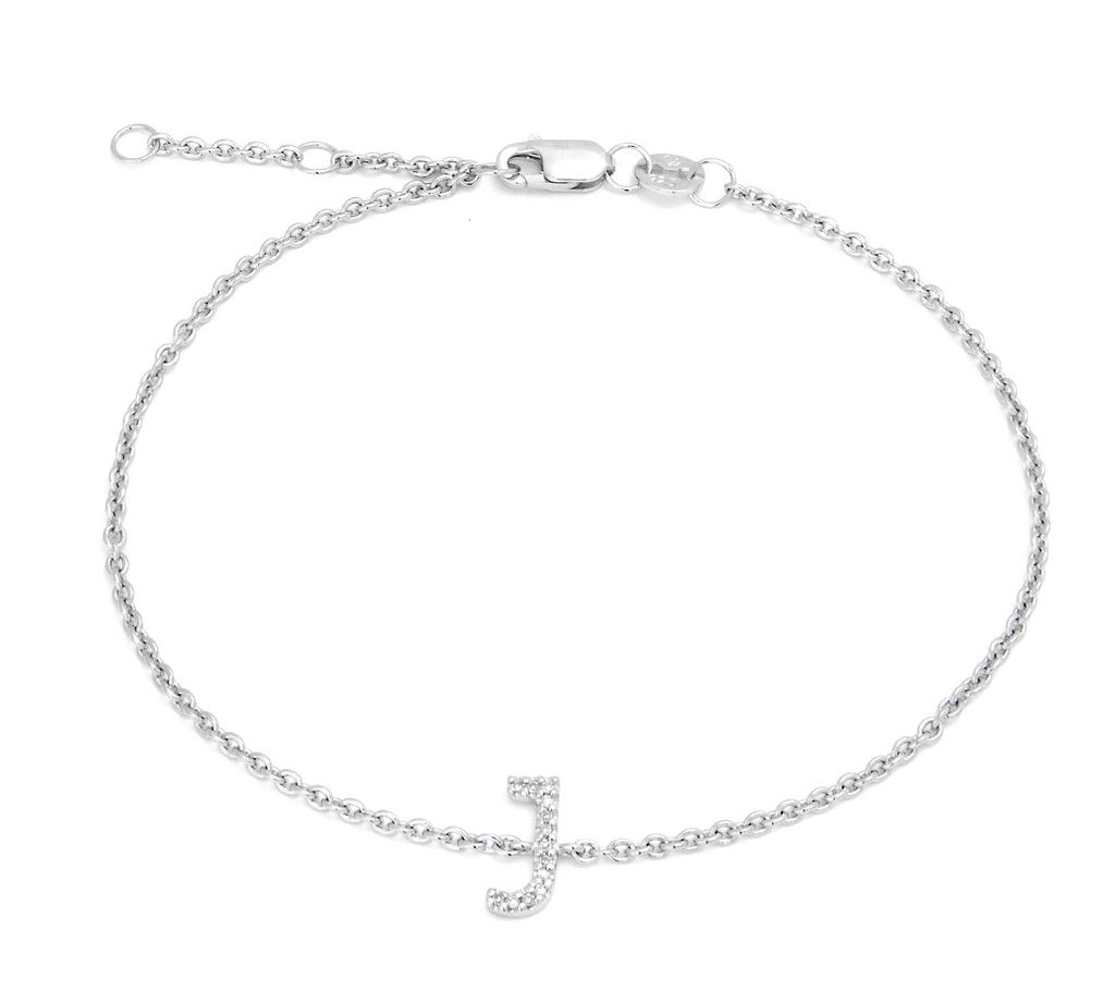 Silver Diamond Initial Bracelets