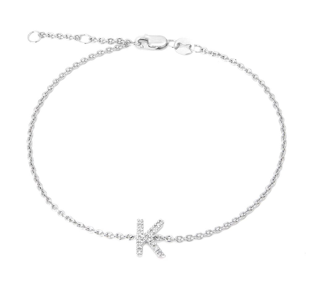 Silver Diamond Initial Bracelets