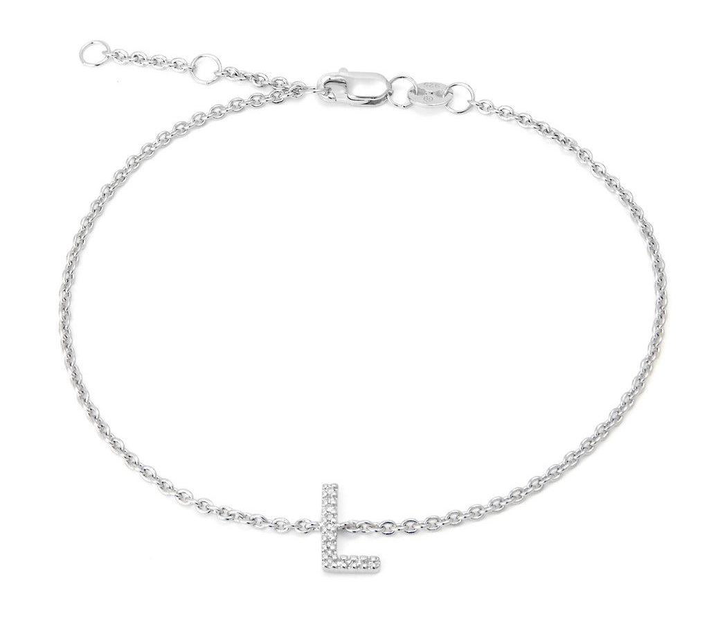 Silver Diamond Initial Bracelets
