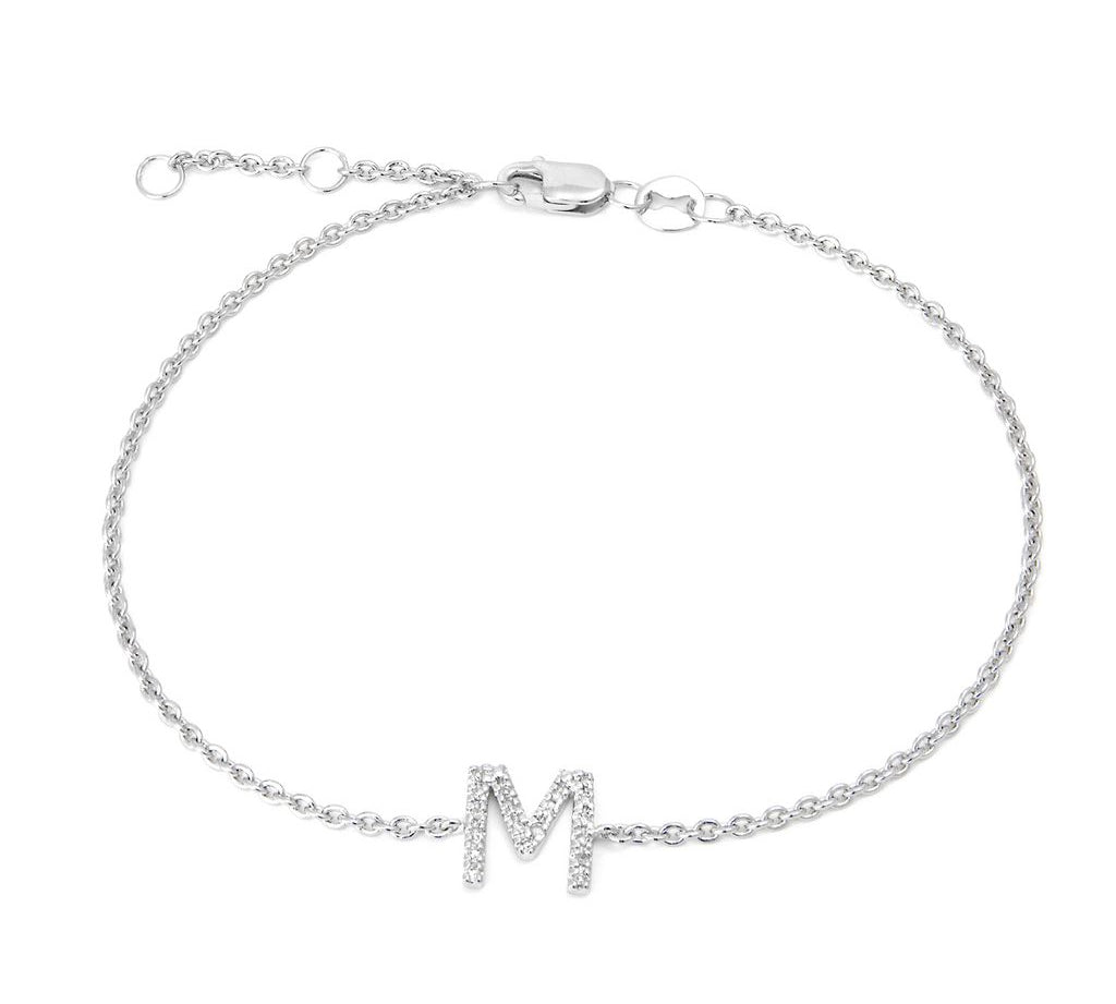 Silver Diamond Initial Bracelets