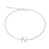 Silver Diamond Initial Bracelets