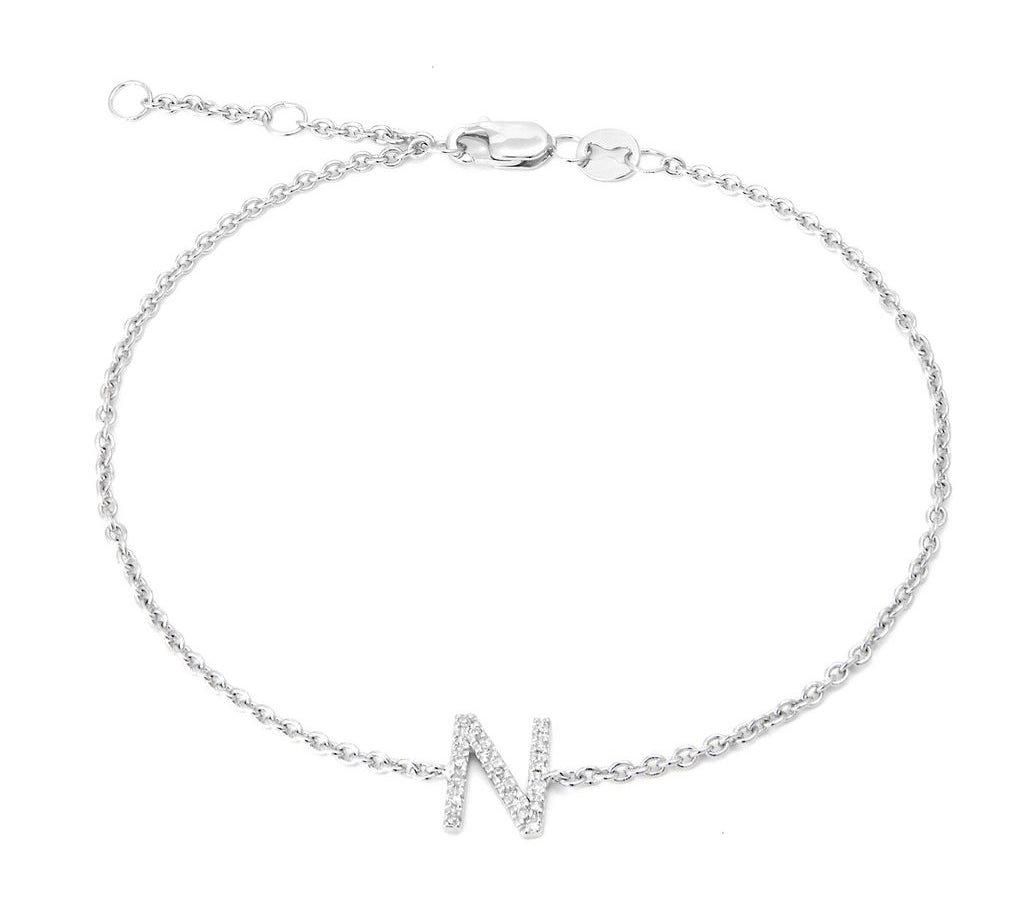 Silver Diamond Initial Bracelets