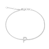 Silver Diamond Initial Bracelets