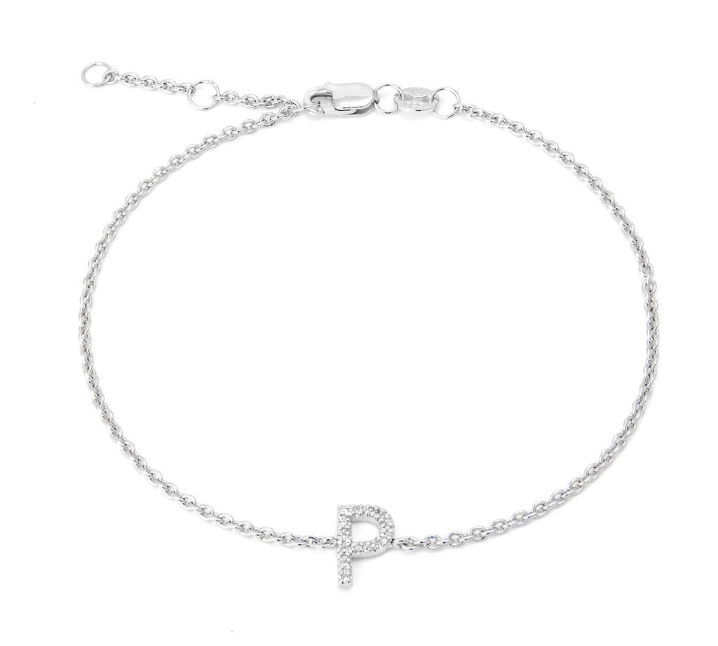 Silver Diamond Initial Bracelets