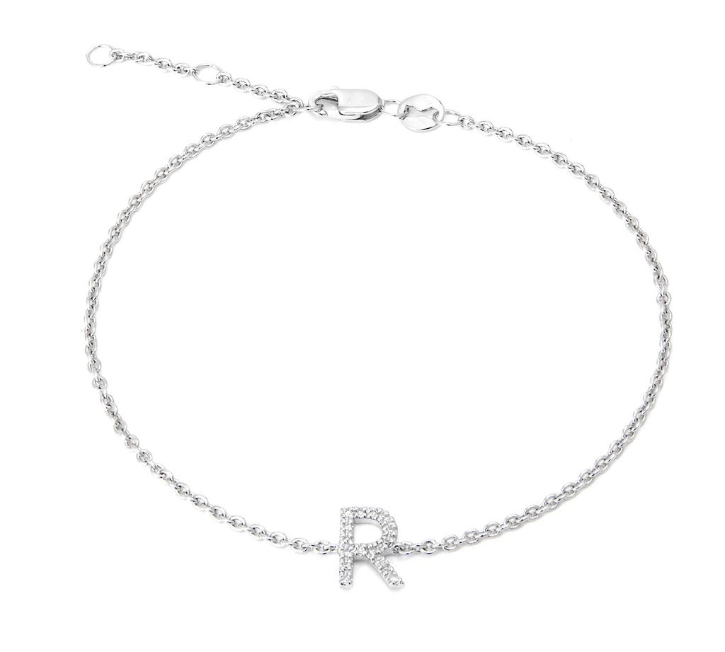 Silver Diamond Initial Bracelets