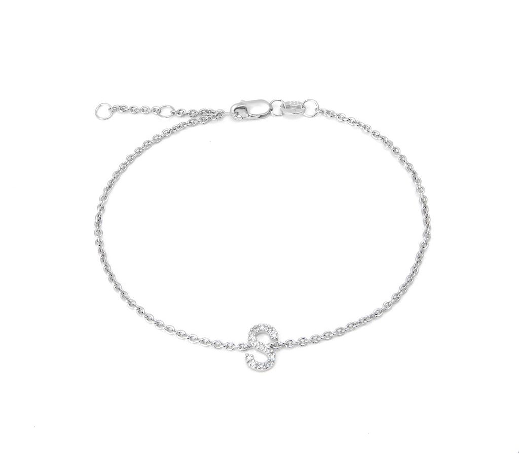 Silver Diamond Initial Bracelets