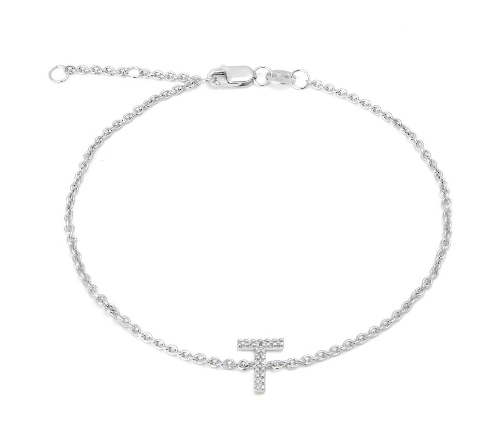 Silver Diamond Initial Bracelets