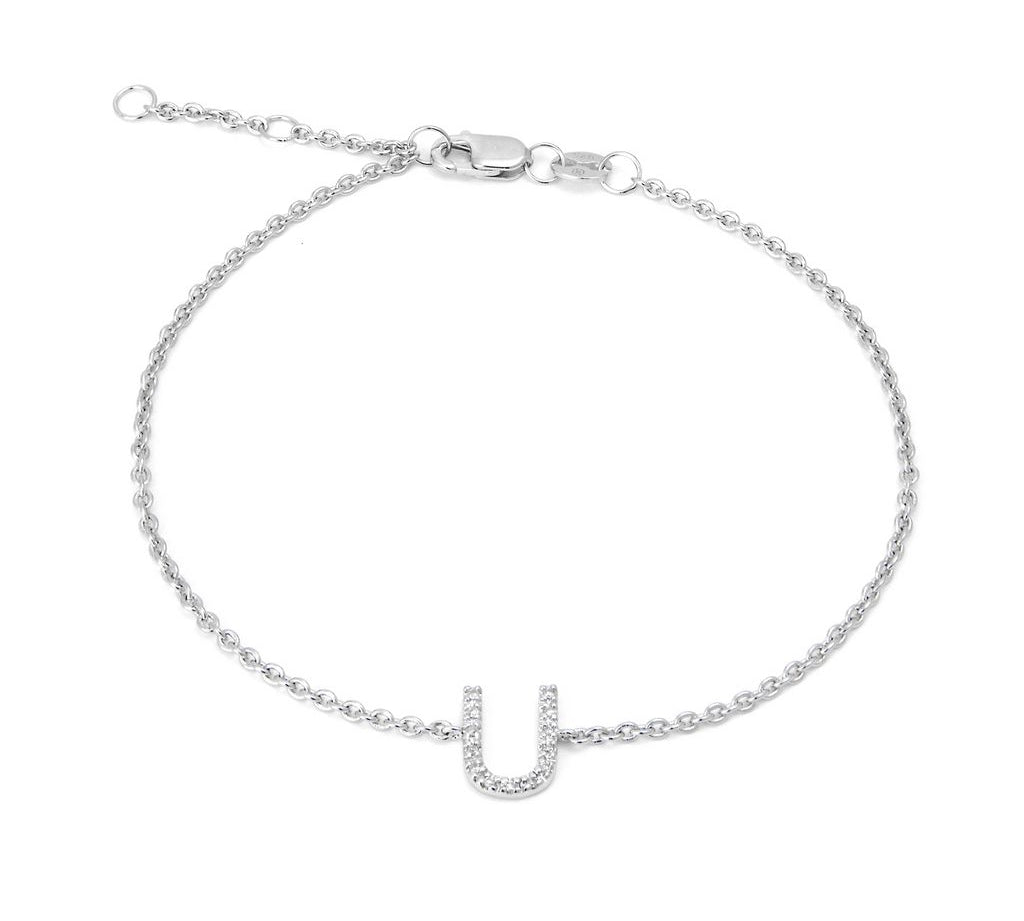 Silver Diamond Initial Bracelets