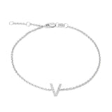 Silver Diamond Initial Bracelets