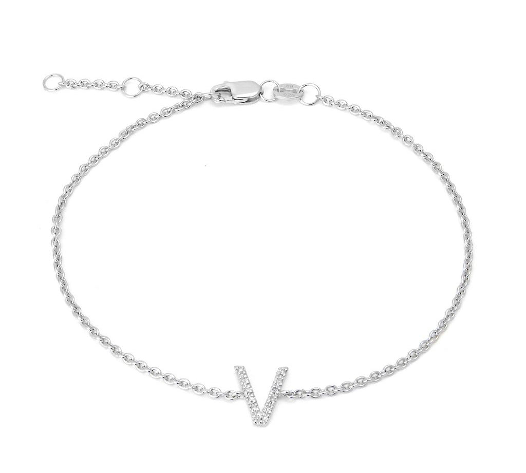 Silver Diamond Initial Bracelets