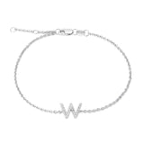 Silver Diamond Initial Bracelets