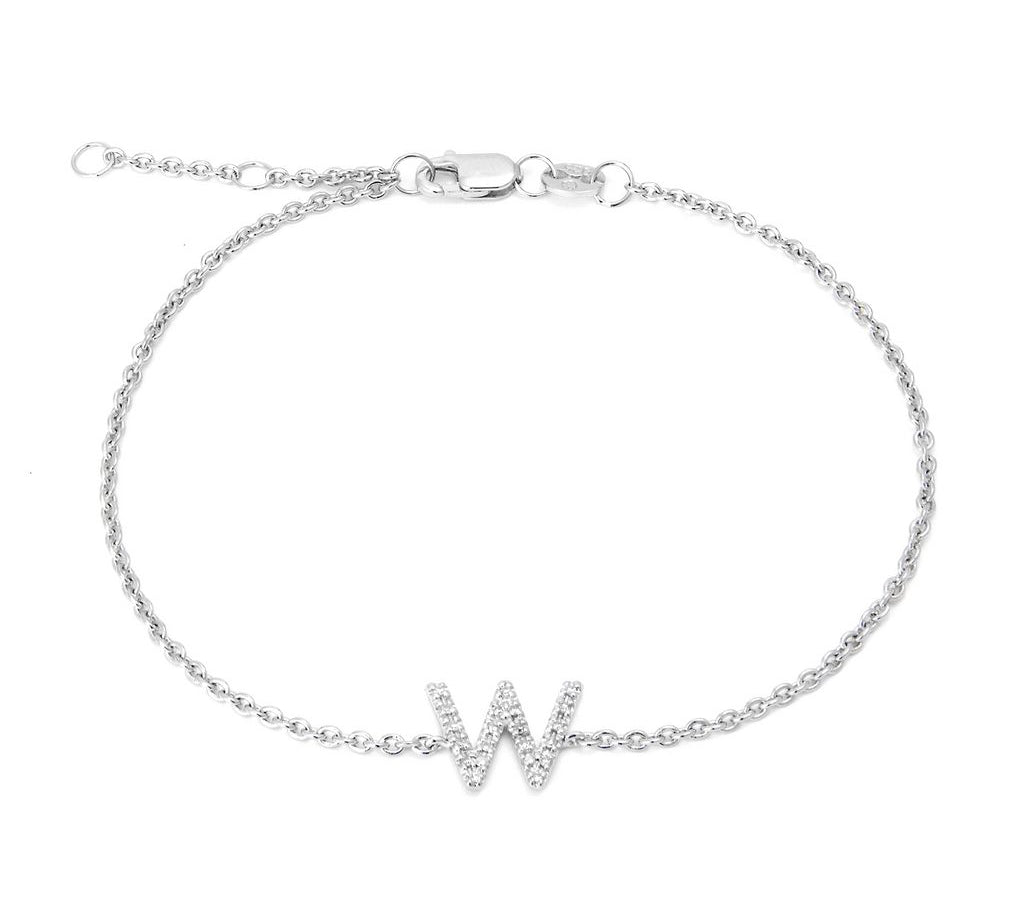 Silver Diamond Initial Bracelets