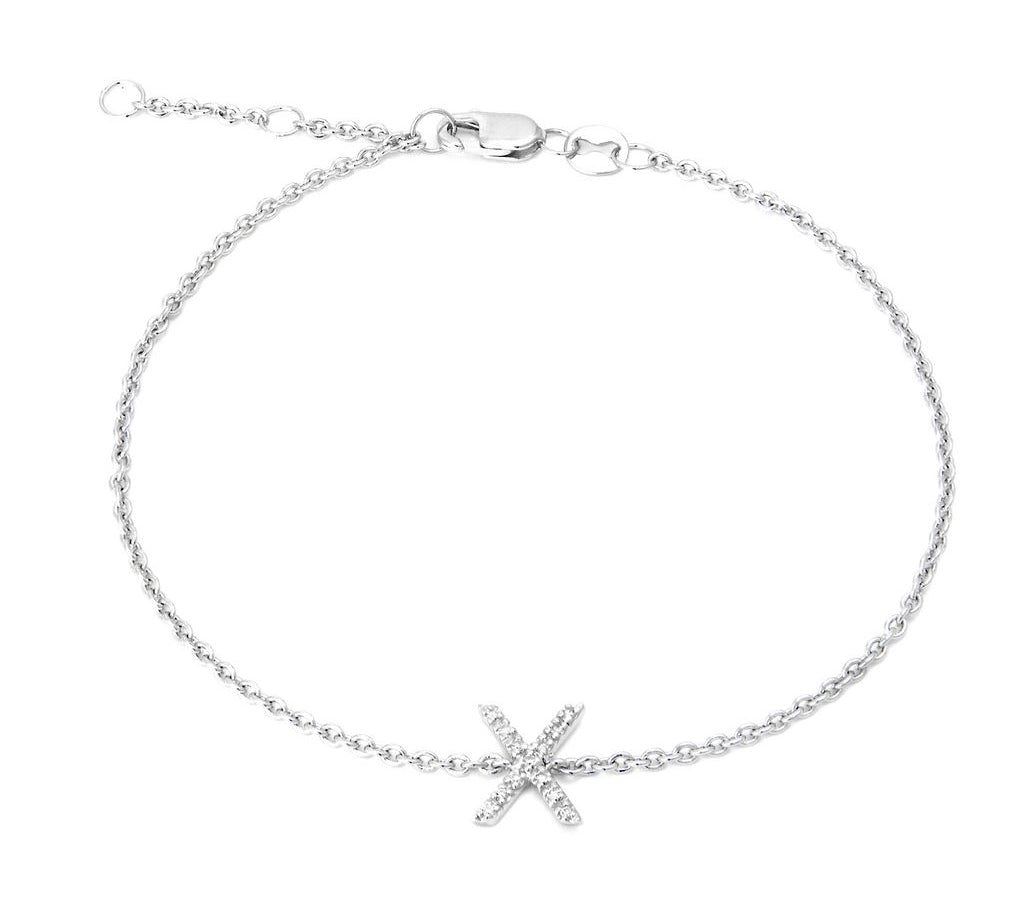 Silver Diamond Initial Bracelets