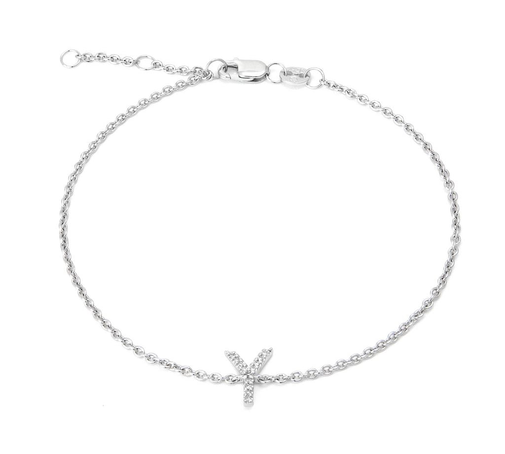 Silver Diamond Initial Bracelets
