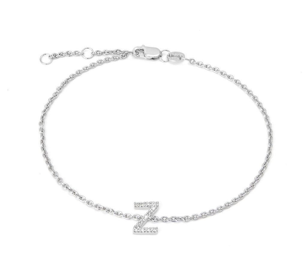 Silver Diamond Initial Bracelets