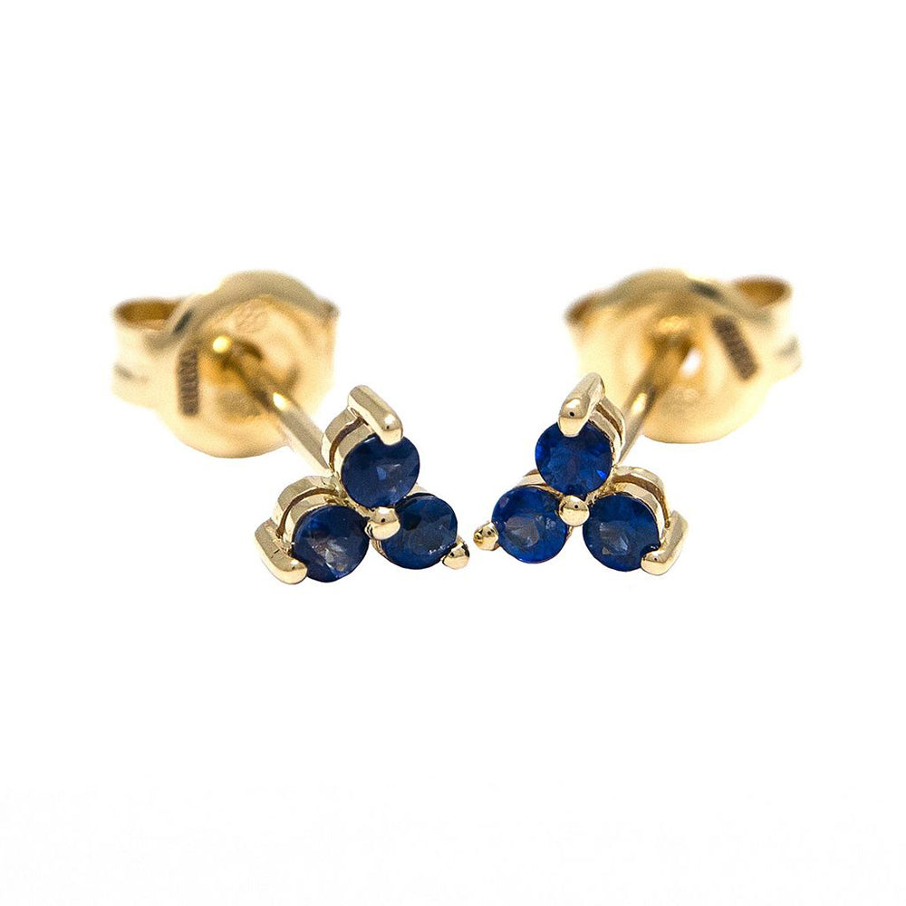 Yellow Gold Sapphire Trio Earrings - Monisha Melwani Jewelry