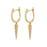 Gold Diamond Spike Hoop Earrings - 14KT Gold - Monisha Melwani Jewelry