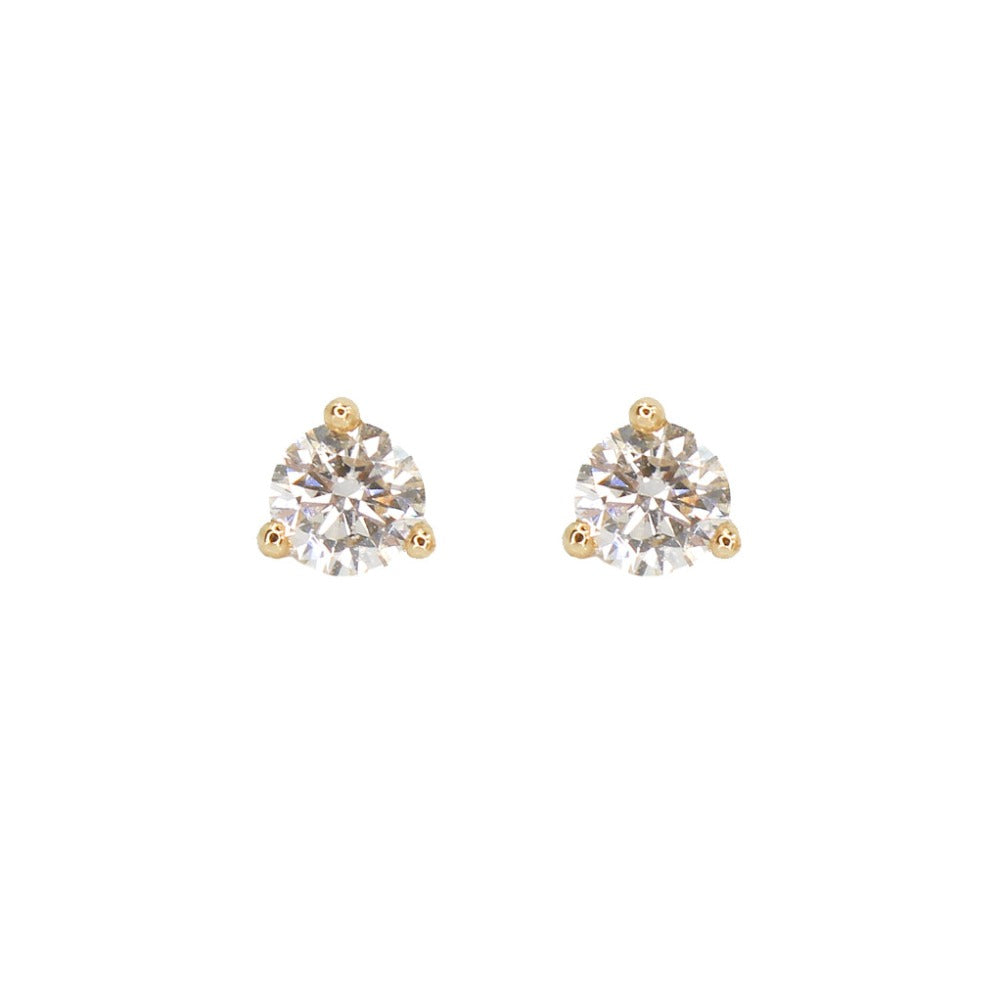 14KT Yellow Gold Diamond Prong Earrings- Monisha Melwani Jewelry