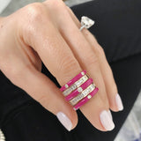 Diamond Berry Enamel Stacked Ring - Monisha Melwani Jewelry