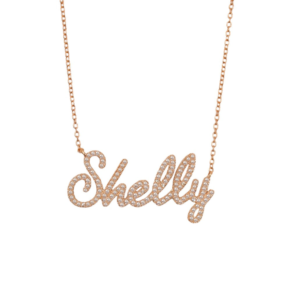 Gold Diamond Script Name Necklace - 14KT Gold - Monisha Melwani Jewelry