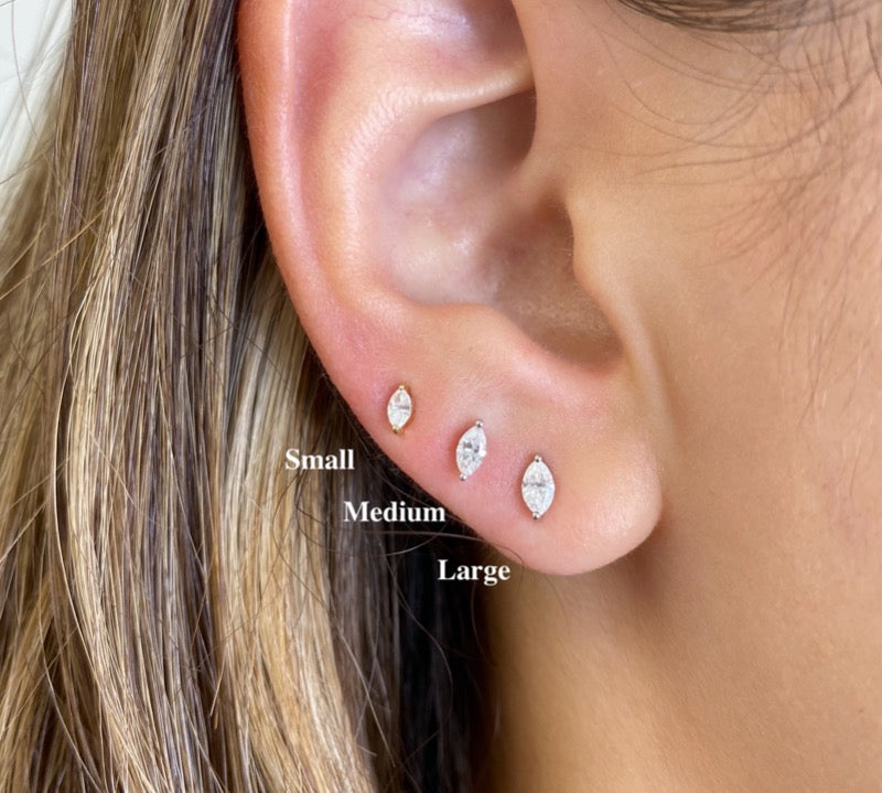 Diamond Marquise Stud - 14KT Gold - Monisha Melwani Jewelry