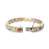 Sterling Silver Multi Sapphire Diamond Bangle - Monisha Melwani Jewelry