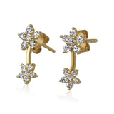 Gold Diamond Flower Curve Earring