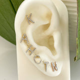 Gold Diamond Initial Earrings