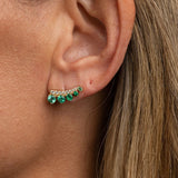 Gold Graduated Diamond Emerald Climber Earring