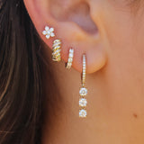 Gold Diamond Croissant Hoop Earring