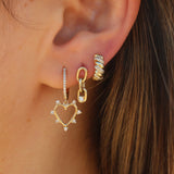 Gold Diamond Croissant Hoop Earring