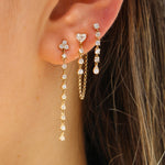 Gold Diamond Four Prong Drop Earring