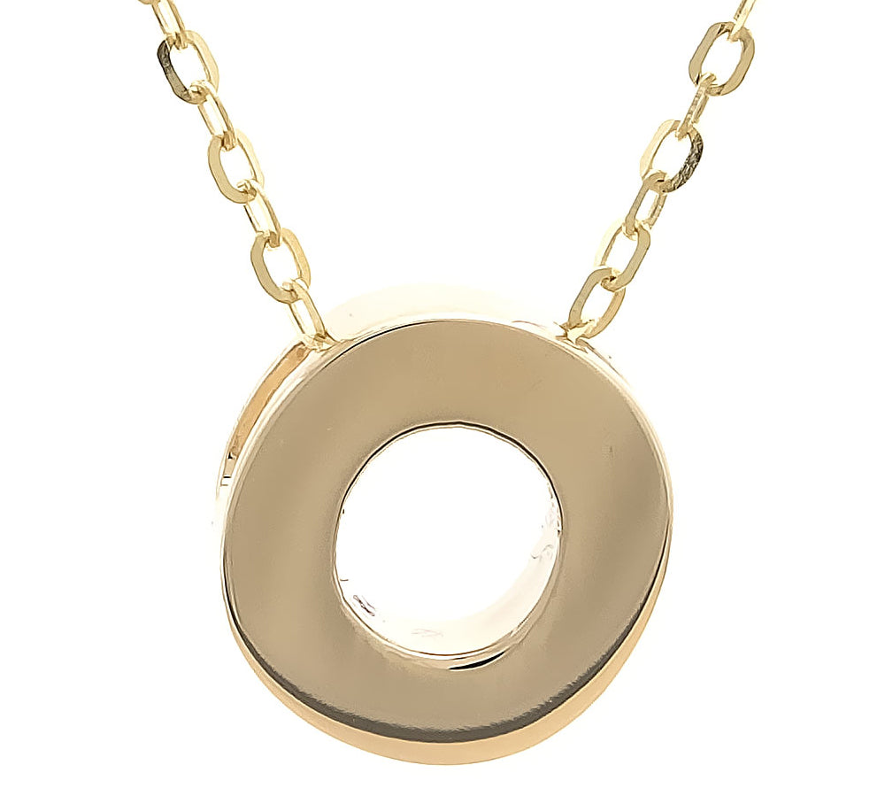 Yellow Gold O Initial Block Necklace