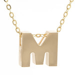 Yellow Gold M Initial Block Necklace