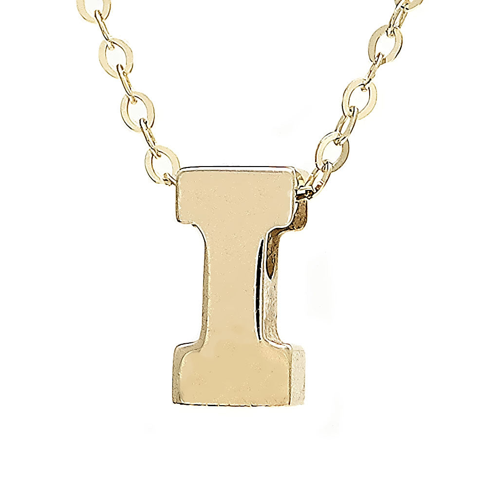 Yellow Gold I Initial Block Necklace