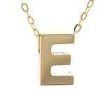 Yellow Gold E Initial Block Necklace