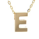 Yellow Gold E Initial Block Necklace