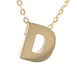 Yellow Gold D Initial Block Necklace