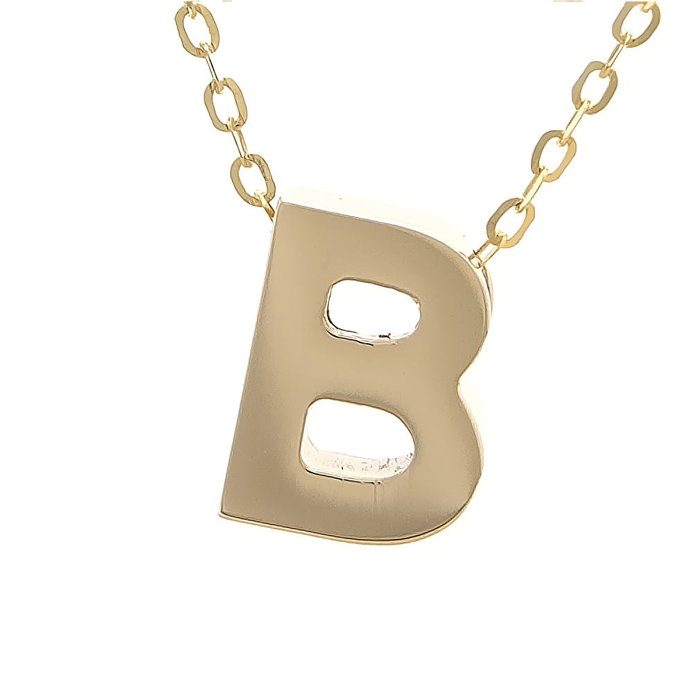 Yellow Gold Initial Block Necklace