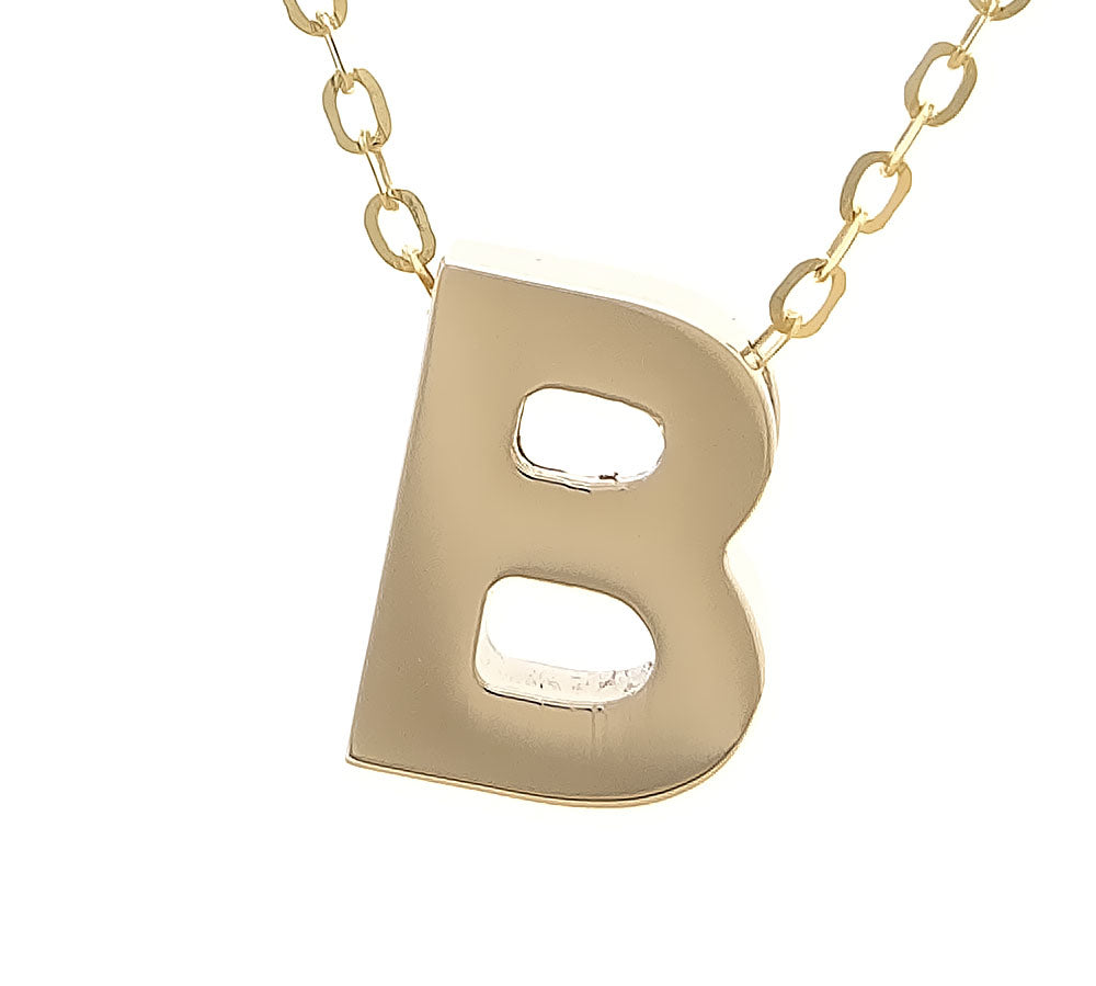 Yellow Gold Initial Block Necklace