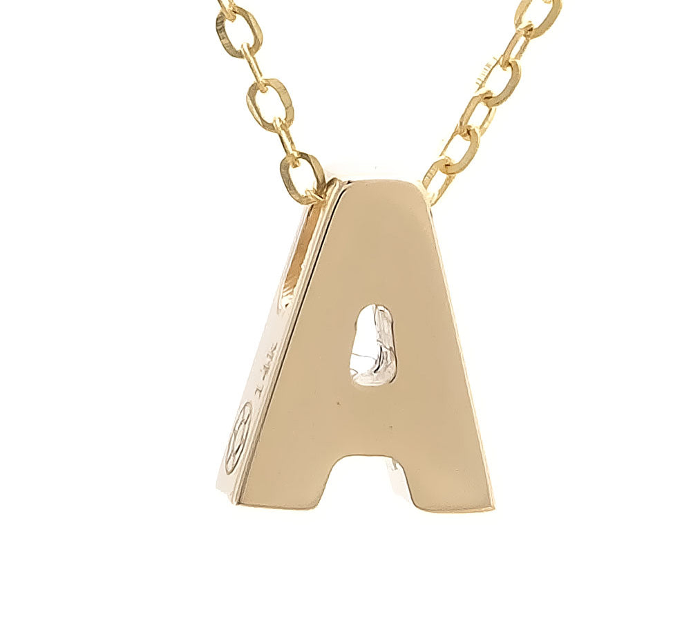 Yellow Gold Initial Block Necklace