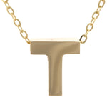 Yellow Gold T Initial Block Necklace