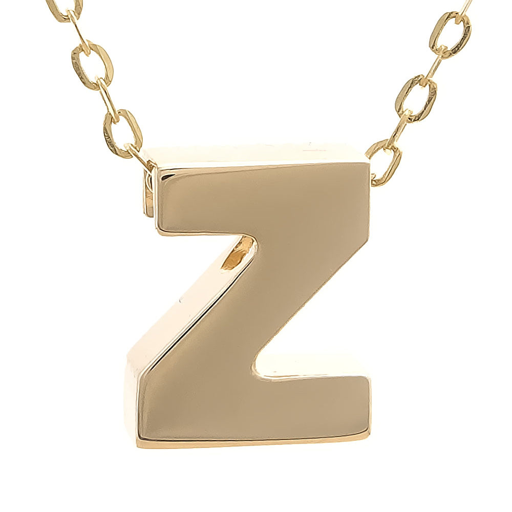 Yellow Gold Z Initial Block Necklace