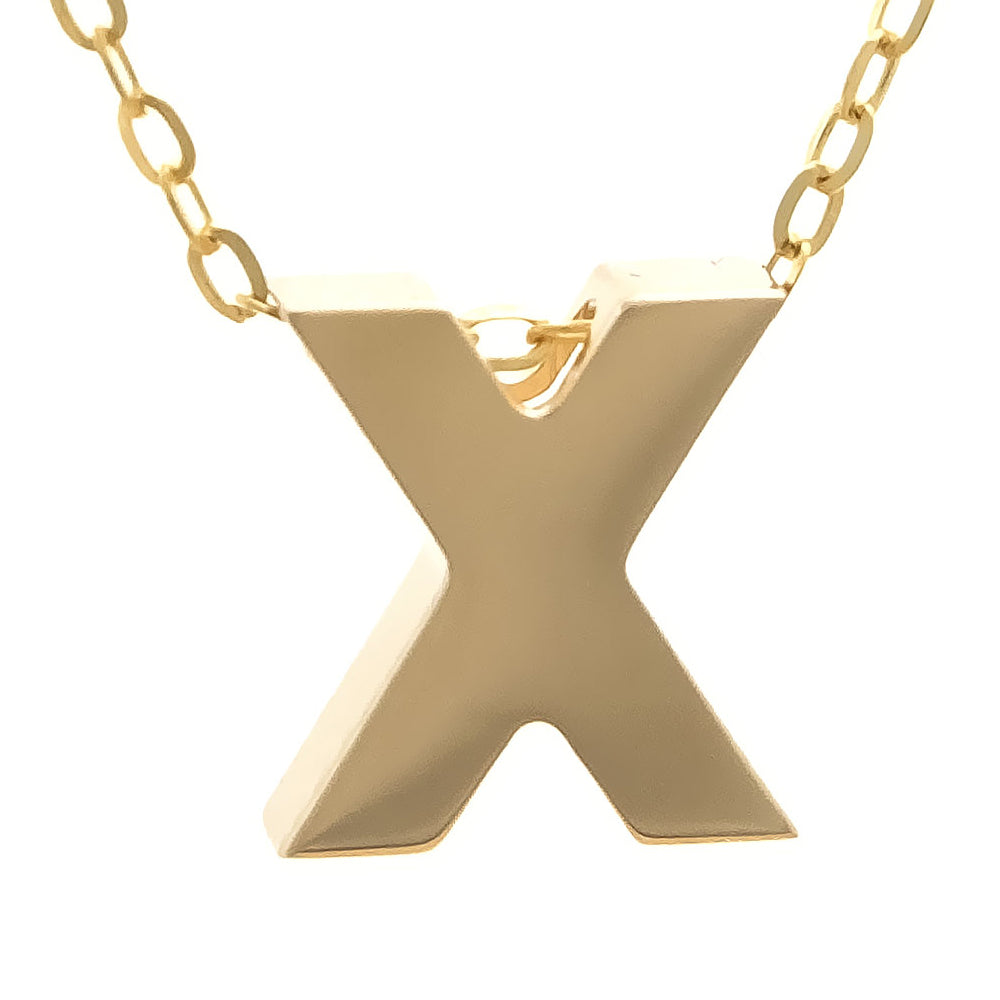 Yellow Gold X Initial Block Necklace