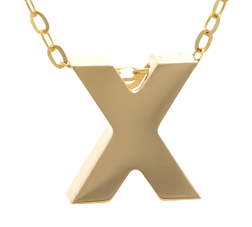 Yellow Gold X Initial Block Necklace