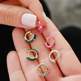 Diamond Light Grey Enamel Huggies - EF Collection - Monisha Melwani Jewelry