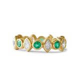 Gold Bezel Marquise Diamond Round Emerald Eternity Ring