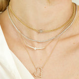 Gold Diamond Illusion Emerald Cut Cuban Link Chain Necklace