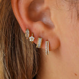 Gold Milgrain Diamond Hoop Earring