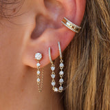 Gold Diamond Bar Cuff Earring